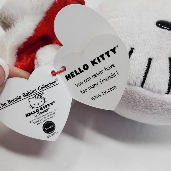 Hello Kitty TY beanie Babies with Red shiny red dress for Christmas - Picture 2 of 6